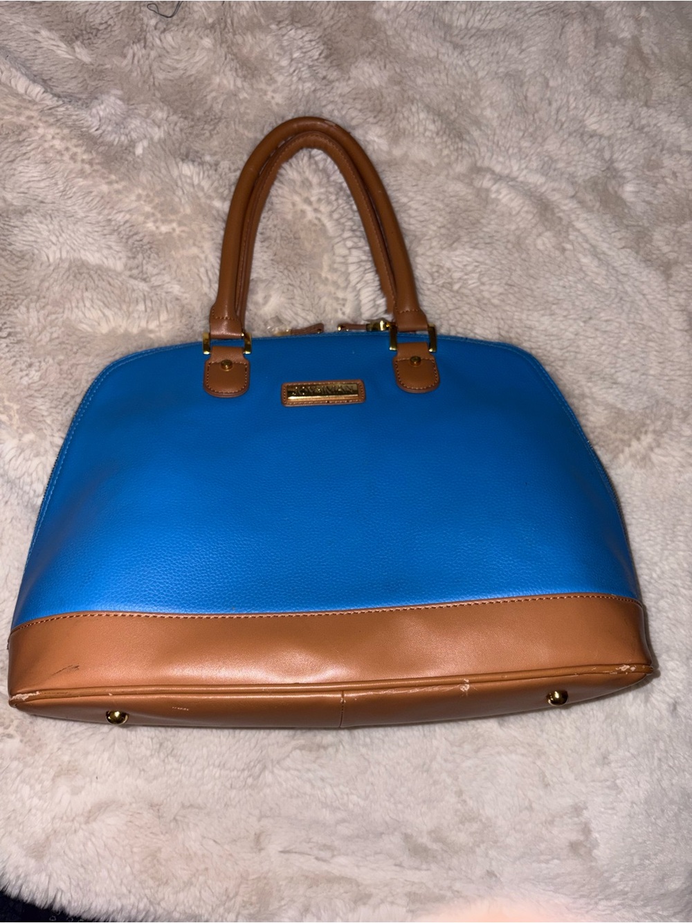 Joy & Iman Blue and Brown Dome Satchel